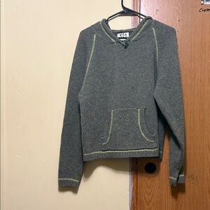 579 Gray Hoodie with Green Accents